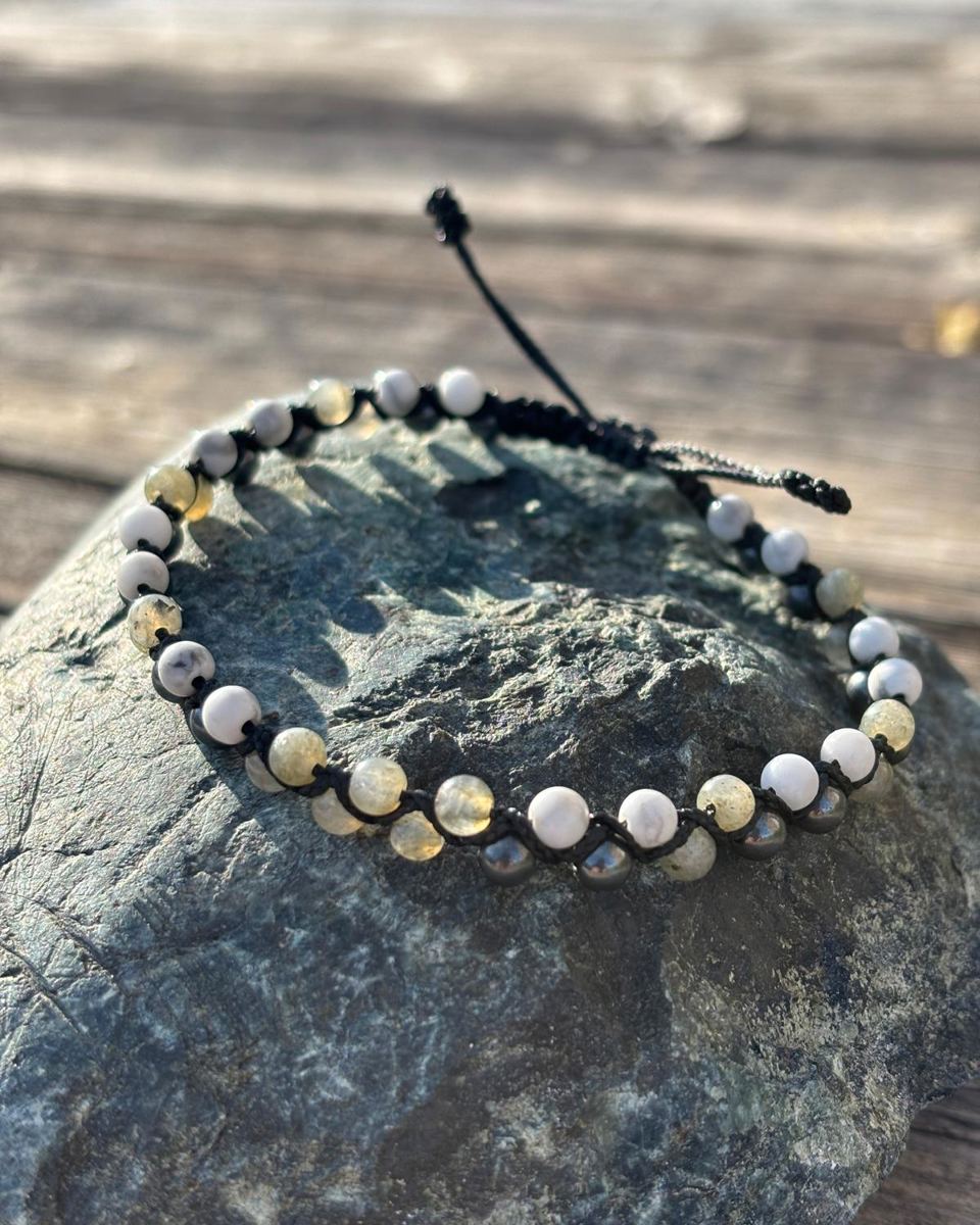Recover — Hematite, labradorite et howlite — le retour au calme apres l'effort