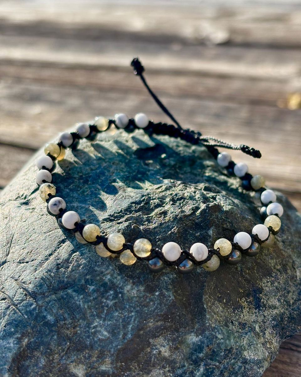 Recover — Hematite, labradorite et howlite — le retour au calme apres l'effort
