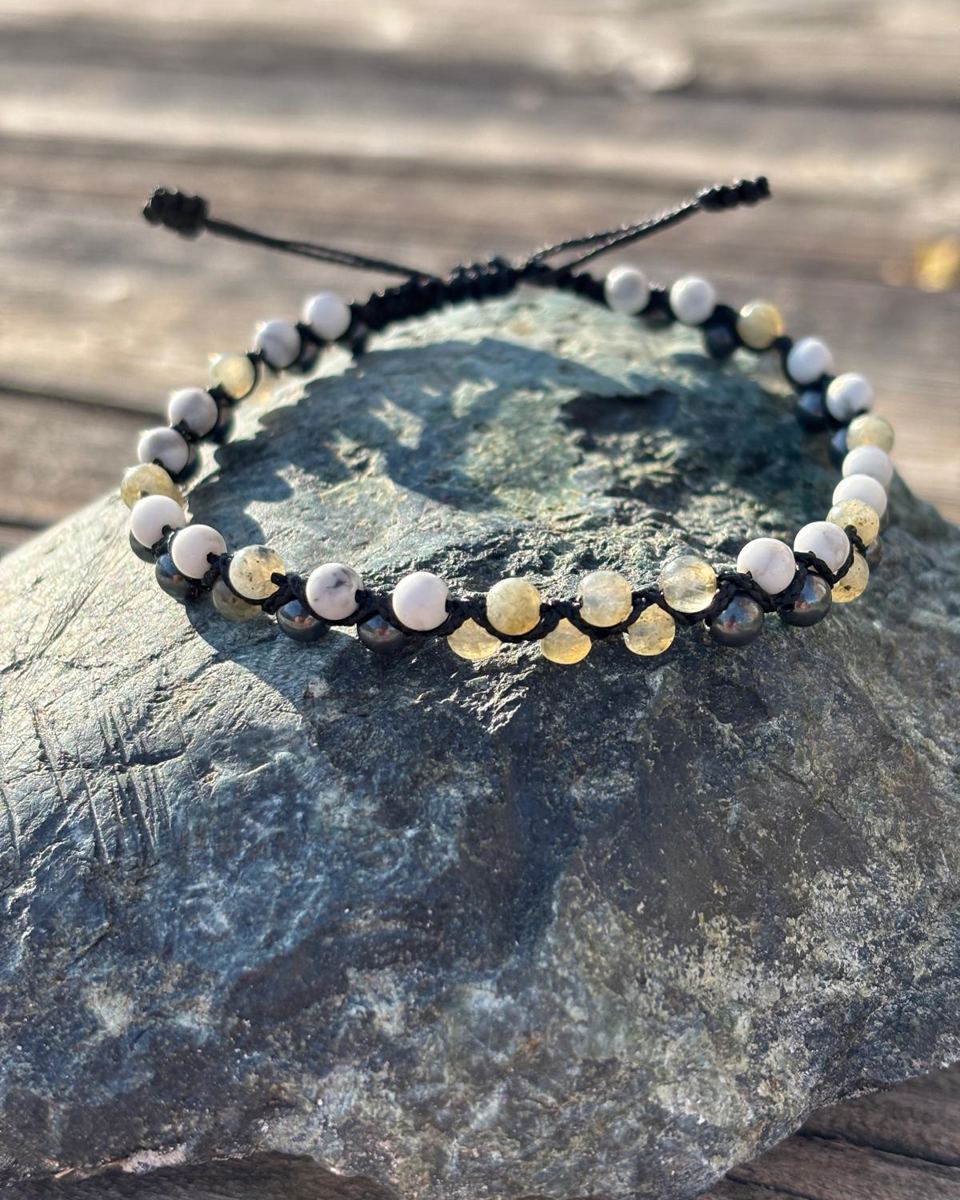 Recover — Hematite, labradorite et howlite — le retour au calme apres l'effort