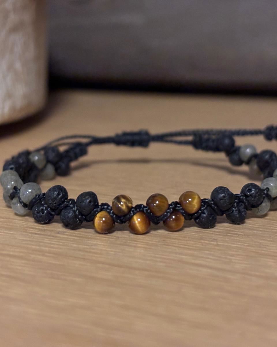 Alpine Endurance — Pierre de lave, oeil de tigre et labradorite — endurance et montagne