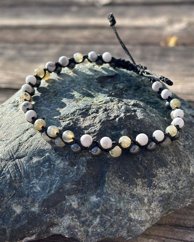 Recover — Hematite, labradorite et howlite — le retour au calme apres l'effort